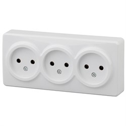 11-2207-01 ЭРА Розетка 3х2P,16А-250В, ОУ, Эра Эксперт, белый (трехместная) Б0020697