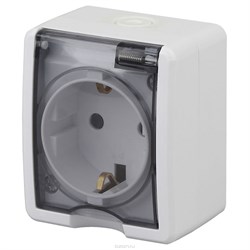 11-2401-01 ЭРА Розетка 2P+E IP54,16АХ-250В, ОУ, Эра Эксперт, белый (одноместная с заземлением) Б0020712