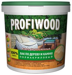 Лак PROFIWOOD по дереву и камню ВД глянцевый 0,9кг/0,8л (6шт/уп) 64974