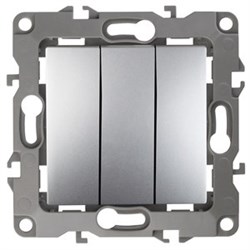 12-1107-03 ЭРА Выключатель тройной,10АХ-250В, Эра12, алюминий Б0014671