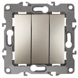 12-1107-04 ЭРА Выключатель тройной,10АХ-250В, Эра12, шампань Б0014672