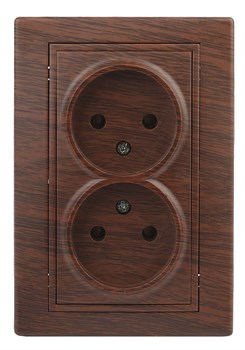 1-204-10 Intro Розетка 2х2Р, 16АХ-250В, СУ, Plano, венге (двухместная) Б0053913