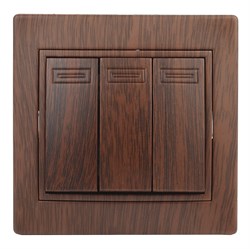 1-106-10 Intro Выключатель тройной, 10АХ-250В, СУ, Plano, венге Б0030052