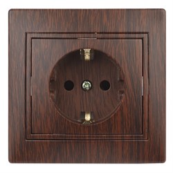 1-202-10 Intro Розетка 2Р+E Schuko, 16АХ-250В, СУ, Plano, венге (одноместная с заземлением) Б0030060