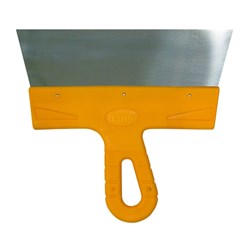 Шпатель  60мм гладкий нерж. сталь с пластмассовой желтой ручкой БИБЕР Мастер(12шт/уп) 35172