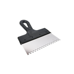 Шпатель 200мм зубчатый зуб 6х6мм, нерж. сталь пластмассовая ручка БИБЕР(30шт/уп) 35213