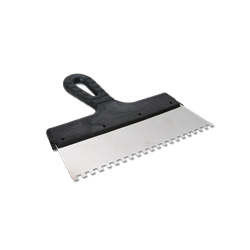 Шпатель 200мм зубчатый  зуб 6х6мм, нерж. сталь пластмассовая ручка БИБЕР (25шт/уп) 35215