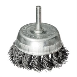 Щетка для дрели со шпилькой  75мм "чашка" крученая проволока SANTOOL(12шт/уп) 060701-075