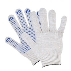 Перчатки х/б С ПВХ, 5 нит.10 класс,(белые) (300пар/уп) 00-00013033