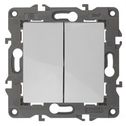 14-1104-01 ЭРА Выключатель двойной, 10АХ-250В, IP20, Эра Elegance, белый Под заказ Б0034229