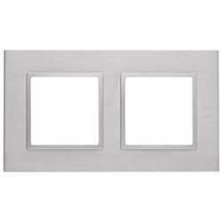 14-5202-03 ЭРА Рамка на 2 пост, металл, Эра Elegance, алюминий+алюм Под заказ Б0034547