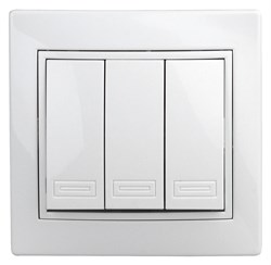 1-106-01 Intro Выключатель тройной, 10АХ-250В, СУ, Plano, белый Б0053788