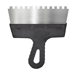 Шпатель 200мм зубчатый зуб 8х8мм, нерж. сталь фасадный БИБЕР(30шт/уп)																				 35214