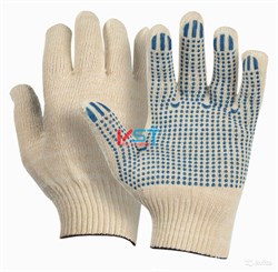 Перчатки х/б С ПВХ, 6 нит. 10 класс,( белые) (300пар/уп) 00-00014639