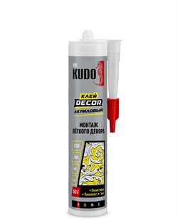 Клей монтажный "KUDO" HOME Decor универсальный на акриловой основе для легкого декора белый, 280 мл  KBK-311