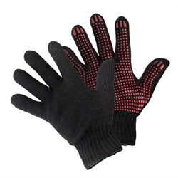 Перчатки трикотажные с ПВХ красной точкой,двойные, черные(200пар) Под заказ PERZ3N