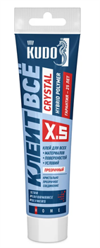 Клей монтажный "КУДО" CRYSTAL клеит все  на основе гибридных полимеров прозрачный 110 мл (20шт) KXT-5T