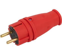 Вилка Vх10-R-IP44 ЭРА каучуковая c/з 16А IP44 прямая красная Б0055415