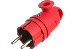 Вилка Vх11-R-IP44 ЭРА каучуковая c/з 16А IP44 с кольцом угловая красная Б0055417