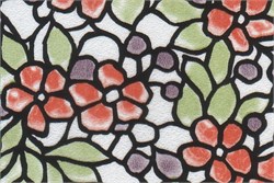 5008D D&B 45 см/8 м оранжево-зеленые цветы на белом 00010004333