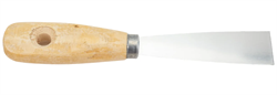 Шпатель  25мм  гладкий нерж. сталь с деревянной ручкой, БИБЕР (12шт/уп) 35100у