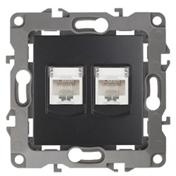 12-3108-05 ЭРА Розетка информационная двойная 2XRJ45, IP20, Эра12, антрацит Б0014733