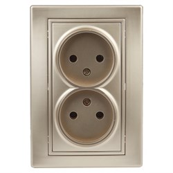 1-204-04  Intro Розетка 2х2P, 16А-250В, IP20, СУ, Plano, шампань Б0053909