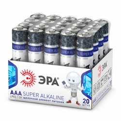 Элемент питания ЭРА LR03-20 buik SUPER Alkaline (ААА, мизинчиковые) (20шт/уп) Б0054622