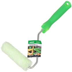 Мини-валик  110 мм микрофибра d 15 мм,бюгель 6 мм, ворс 12 мм, белый сине-зелю полосой АКОР(55шт/уп) 504 30 110