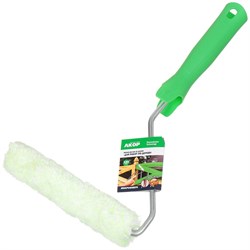 Мини-валик  150 мм микрофибра d 15 мм, бюгель 6 мм, ворс12 мм, белый сине-зел. полосой АКОР(55шт/уп) 504 30 150