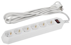 Сетевой фильтр USF-6es-1,5m-W-BOX ЭРА (белый) с/з 3x0,75мм2 с выкл, 6гн 1,5м Б0037260 - фото 77262