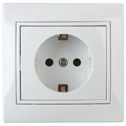 1-206-01 Intro Розетка 2Р+E Schuko со шторками, 16АХ-250В, СУ, Plano, белый (одноместная с заземлени Б0053923