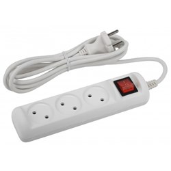 U-3s-3m-2x1 без заземления c выключателем 3 розетки 3м ПВС 2x1мм2 10А Удлинитель ЭРА Б0044050 - фото 77397