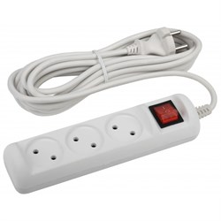 U-3s-5m-2x1 без заземления c выключателем 3 розетки 5м ПВС 2x1мм2 10А Удлинитель ЭРА Б0044051 - фото 77398