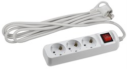 UX-3es-5m с заземлением с выключателем 3 розетки 5м ПВС 3x0,75мм2 10А Удлинитель ЭРА Б0035755