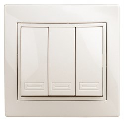 1-106-02 Intro Выключатель тройной, 10А-250В, IP20, СУ, Plano, сл.кость (10/200/2400) Под заказ Б0027606