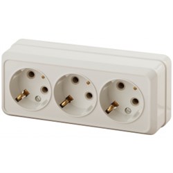 2-206-02 Intro Розетка 3х2P+E, 16А-250В, IP20, ОУ, Quadro, сл.кость (7/140/1680) Под заказ Б0053821