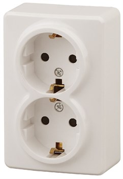11-2205-02 ЭРА Розетка 2х2P+E Schuko, 16A-250В, IP20, ОУ, Эра Эксперт, сл.кость (12/120/1920) Б0020692