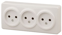 11-2207-02 ЭРА Розетка 3х2P, 16A-250В, IP20, ОУ, Эра Эксперт, сл.кость (8/80/1600) Б0020698