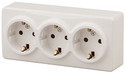 11-2208-02 ЭРА Розетка 3х2P+E Schuko, 16A-250В, IP20, ОУ, Эра Эксперт, сл.кость (6/60/1200) Б0020701