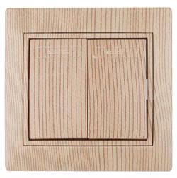 1-104-11 Intro Выключатель двойной, 10А-250В, IP20, СУ, Plano, сосна Б0053771