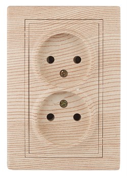 1-204-11 Intro Розетка 2х2P, 16А-250В, IP20, СУ, Plano, сосна Б0053914