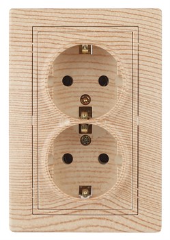 1-205-11 Intro Розетка 2X2P+E Schuko, 16А-250В, IP20, СУ, Plano, сосна Б0053922