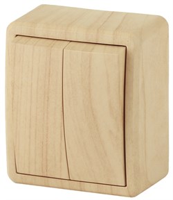 11-1204-11 ЭРА Выключатель двойной,10АХ-250В, IP20, ОУ, Эра Эксперт, сосна Б0020665