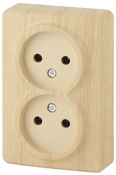 11-2202-11 ЭРА Розетка 2х2P,16A-250В, IP20, ОУ, Эра Эксперт, сосна Б0020684