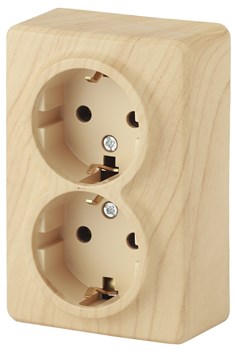 11-2205-11 ЭРА Розетка 2х2P+E Schuko, 16A-250В, IP20, ОУ, Эра Эксперт, сосна Б0020693