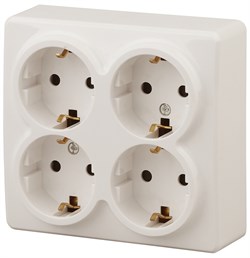 11-2211-02 ЭРА Розетка 4х2P+E Schuko со шторками, 16A-250В, IP20, ОУ, Эра Эксперт, сл.кость Б0020710