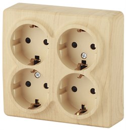 11-2211-11 ЭРА Розетка 4х2P+E Schuko со шторками, 16A-250В, IP20, ОУ, Эра Эксперт, сосна Б0020711