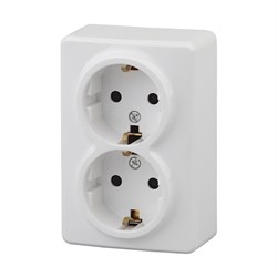 11-2205-01 ЭРА Розетка 2х2P+E Schuko,16АХ-250В, ОУ, Эра Эксперт, белый (двухместная с заземлением) Б0020691