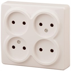 11-2210-01 ЭРА Розетка 4х2P,16АХ-250В, ОУ, Эра Эксперт, белый (четырехместная) Б0020706
